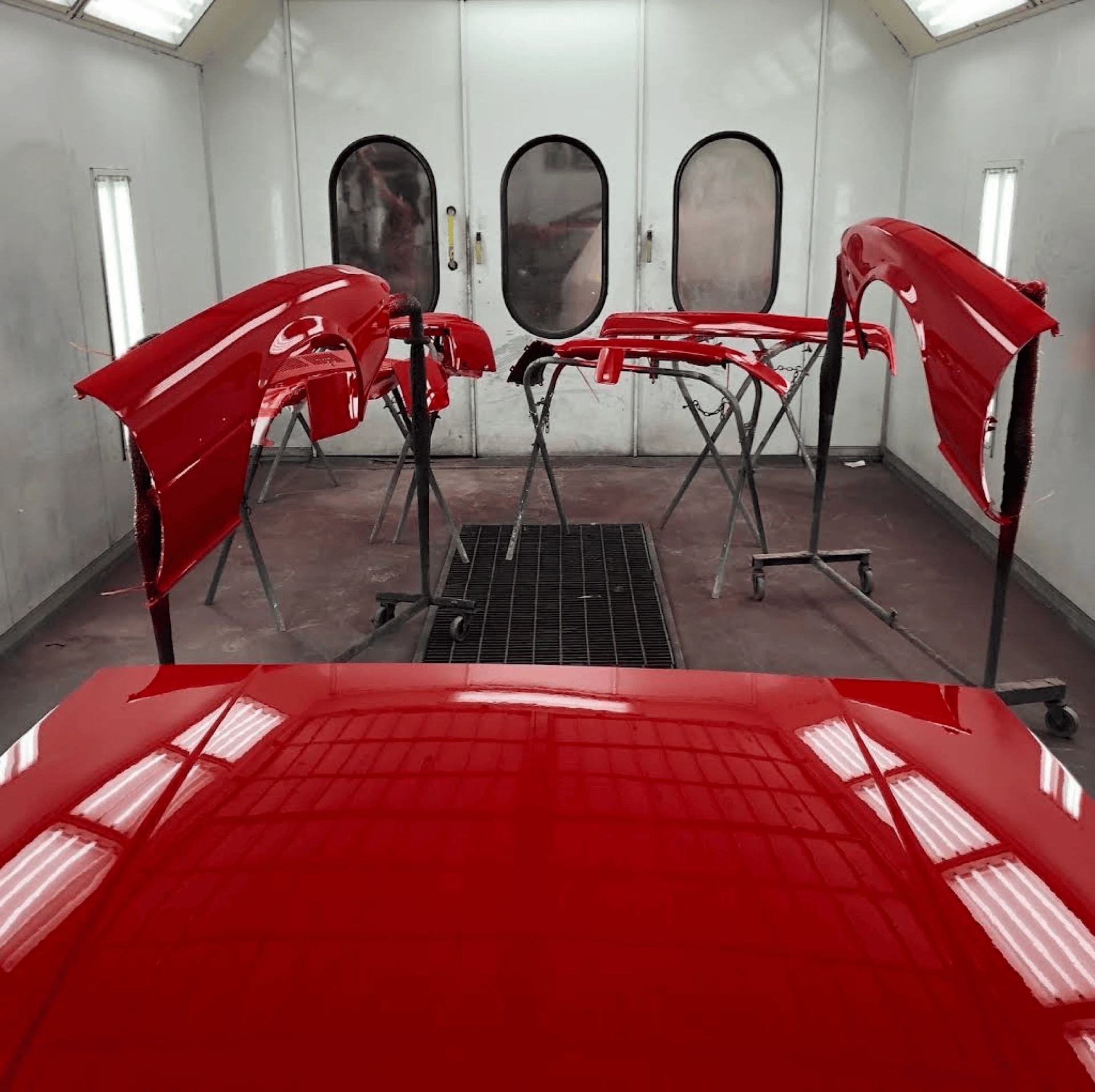 Red paint job in progress
